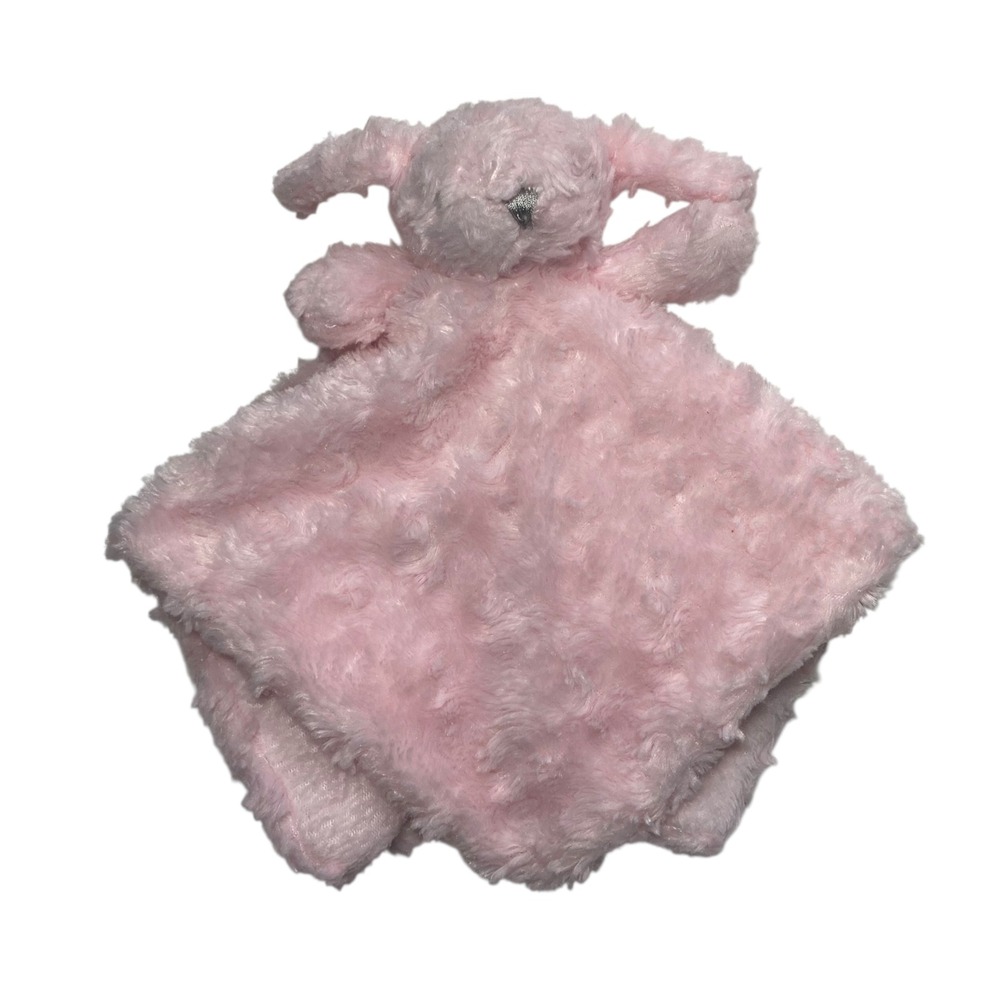 Blankets & Beyond Pink Bunny Lovey 14" Security Blanket Plush Swirls Rosettes